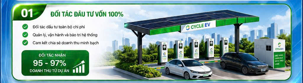 Mô hình đối tác đầu tư vốn 100% trạm sạc Cycle EV